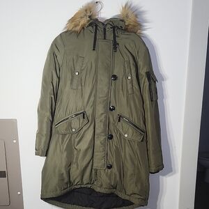 MICHAEL Michael Kors Olive Parka with Faux Fur Trim